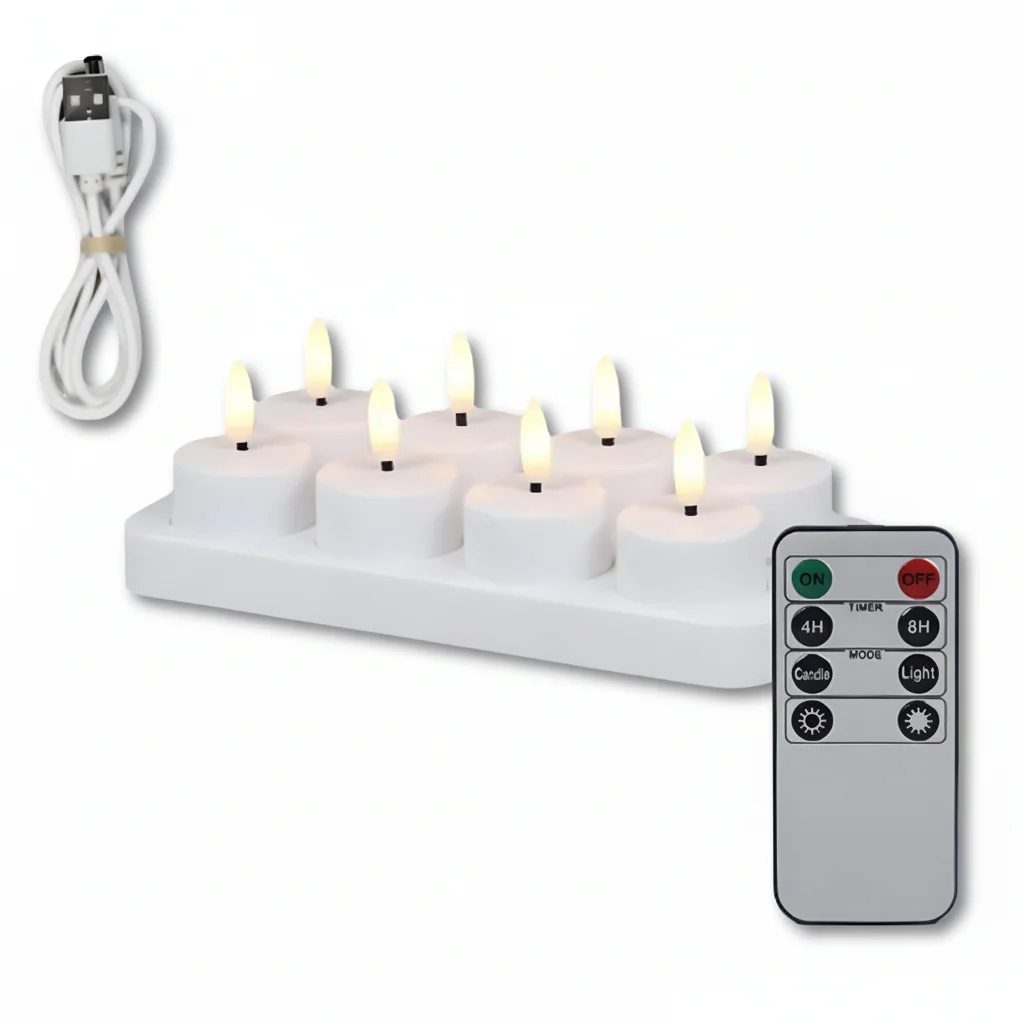 LED Candles Flameless Set Remote Timer USB Rechargeable - Image 5
