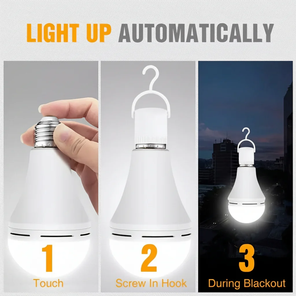 LED Light Bulb Rechargeable Emergency White Power Lighting - Image 8