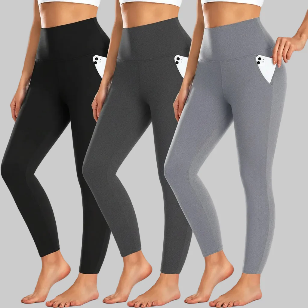 Leggings High Waist Pocket Winter Workout Pants - Image 2