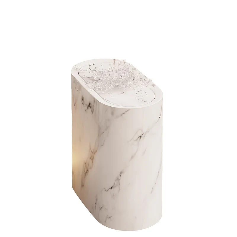 Marble Pattern Trash Can | Modern Bathroom & Kitchen Bin with Lid - Image 12