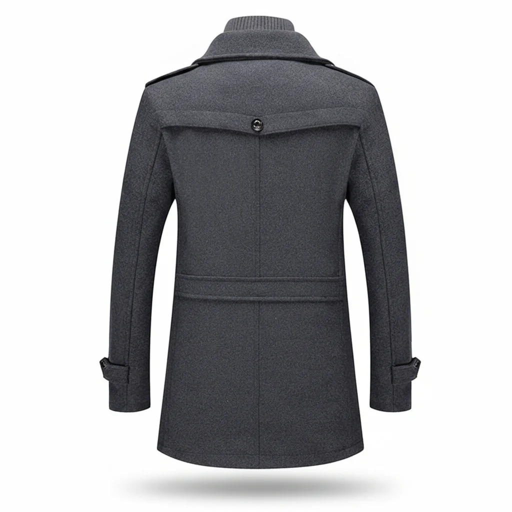 Men Winter Coat Blend Insulated Long Trench Jacket - Image 7