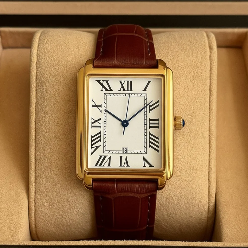 Men's Classic Dress Watch Square Analog Retro Style - Image 9