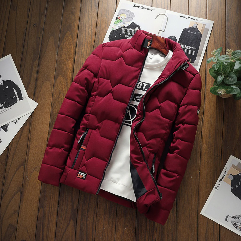 Mens Jacket Quilted Zipper Pocket Casual Wear - Image 3