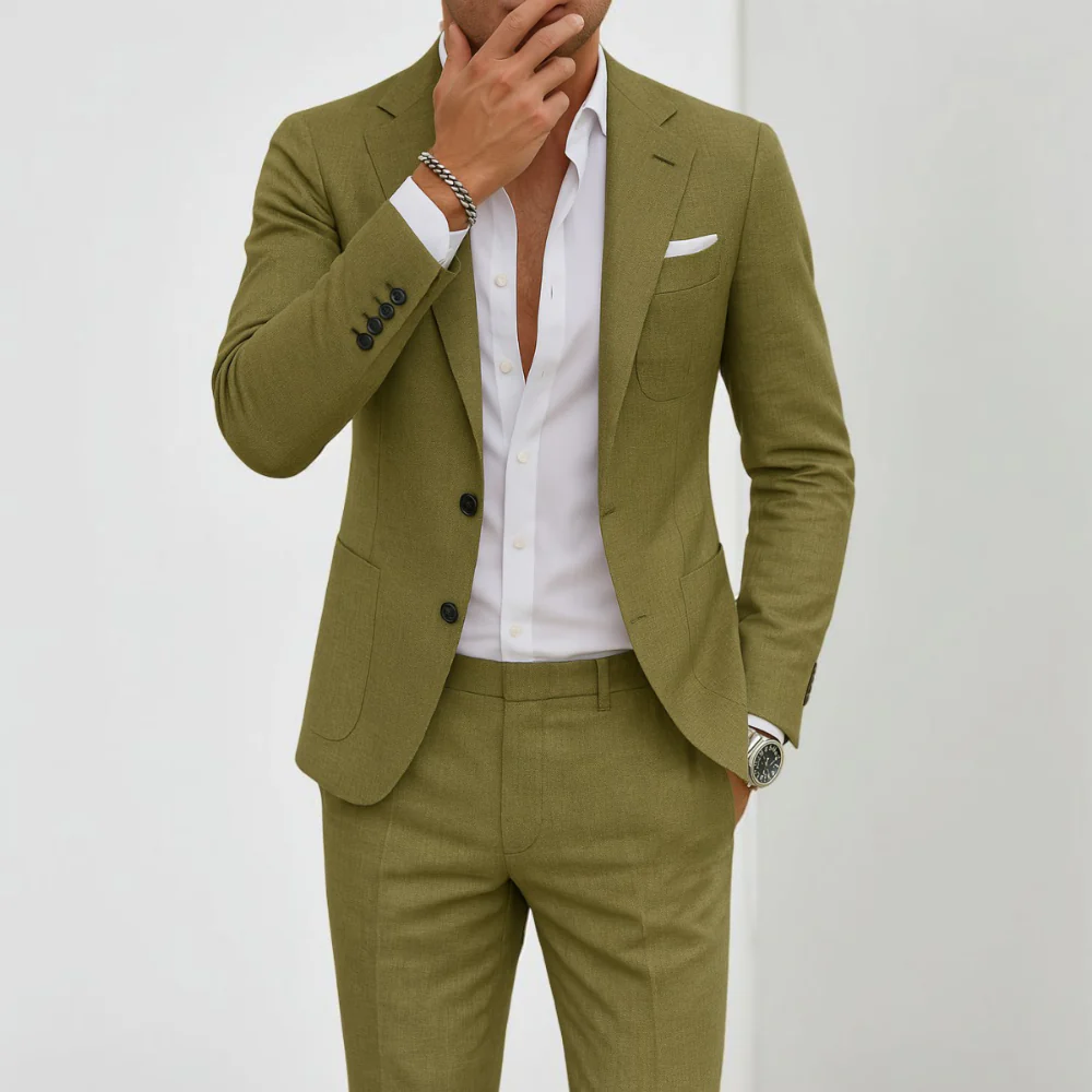 Men's Slim Fit Formal Suit Tailored Two Piece Occasion Set - Image 2