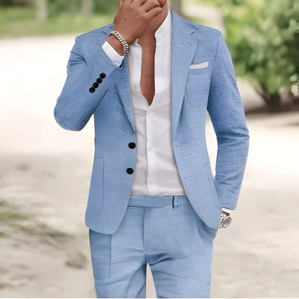 Men's Slim Fit Formal Suit Tailored Two Piece Occasion Set - Image 5