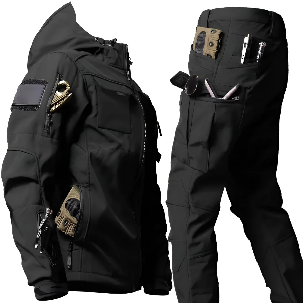 Men's Tactical Outdoor Jacket Pants Rugged Multi Pocket Hooded - Image 8