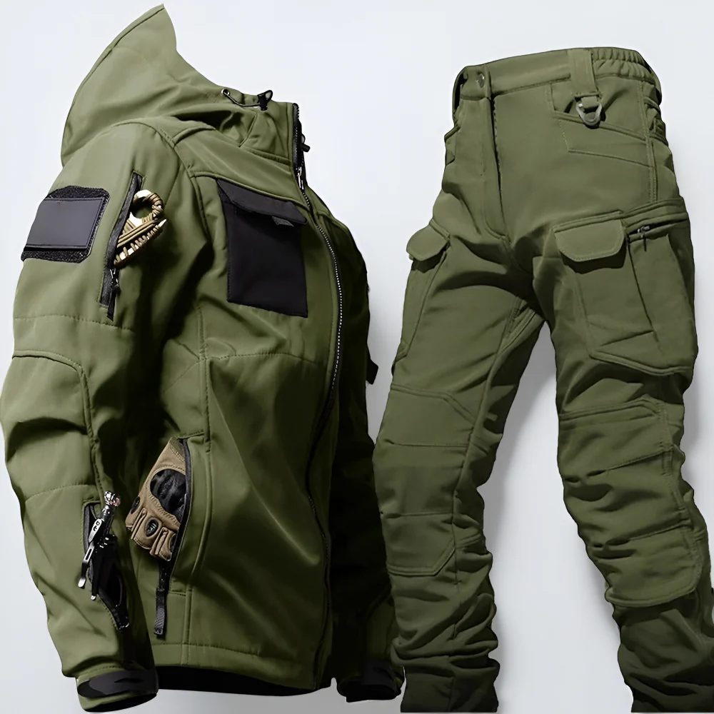 Men's Tactical Outdoor Jacket Pants Rugged Multi Pocket Hooded - Image 9