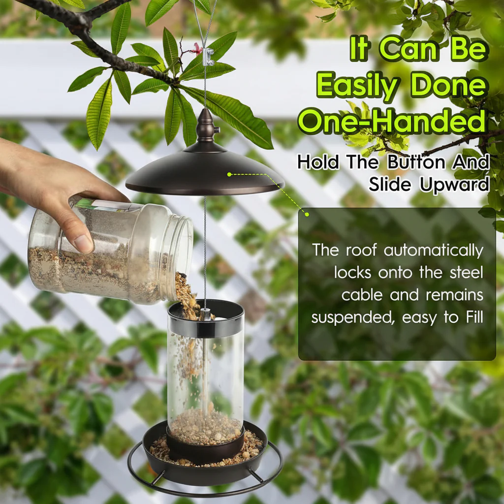 Metal Bird Feeder 360 Degree Perch Easy Refilling Cleaning - Image 5