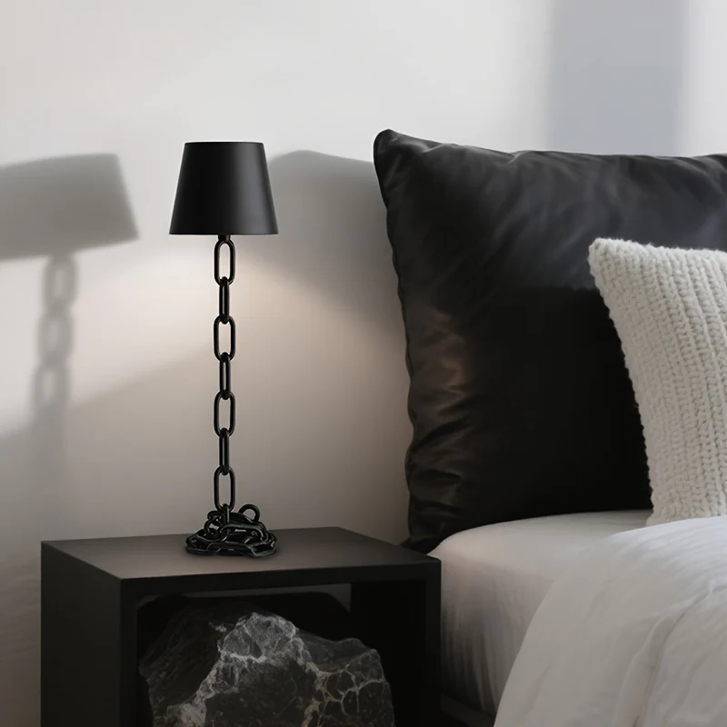 Modern Chain-Link Table Lamp | Rechargeable Touch LED Light - Image 3