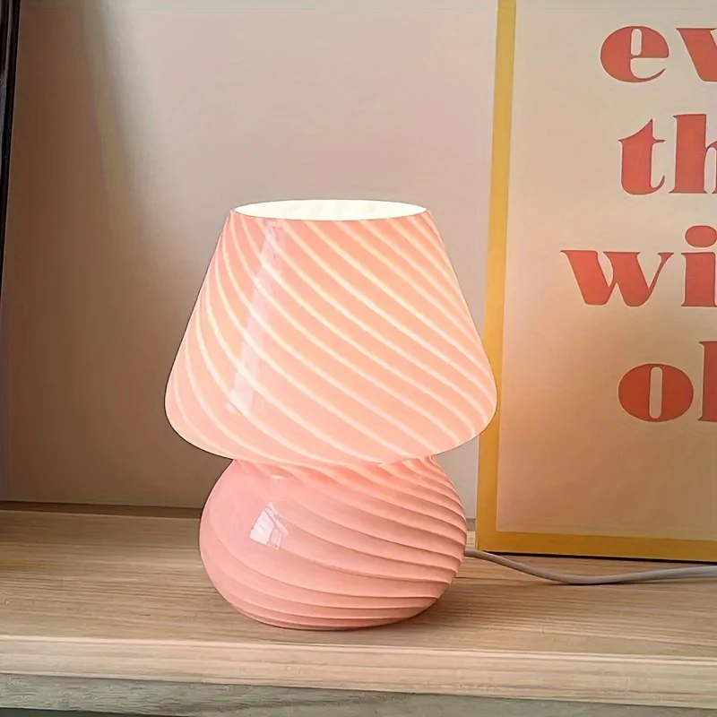 Murano-Style Glass Mushroom Lamp | USB Dimmable Table Light - Image 2