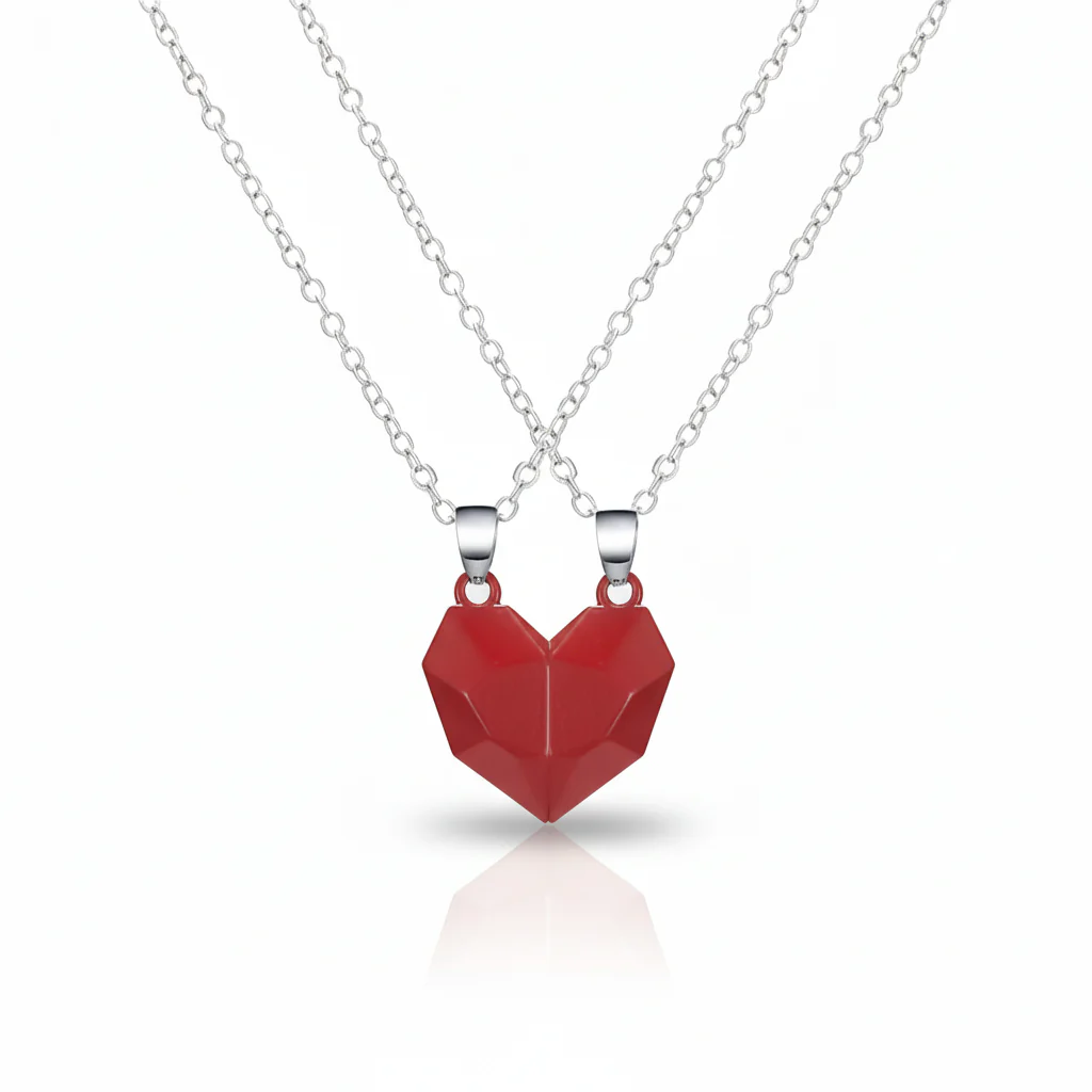 Necklace Couple Magnetic Heart Electrocardiogram Pendant Set - Image 2
