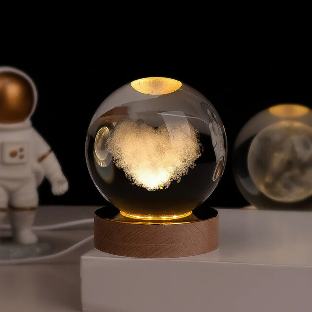Night Light Crystal Ball 3D Planet Engraved LED Table Lamp - Image 11