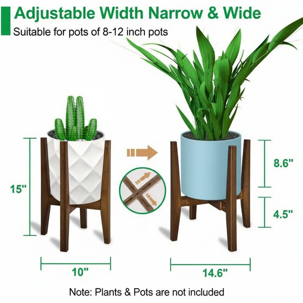 Plant Stand Adjustable Indoor Marble Top Flower Holder - Image 3