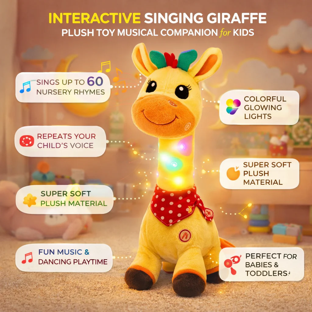 Plush Toy Interactive Singing Giraffe Kids Musical Companion - Image 4