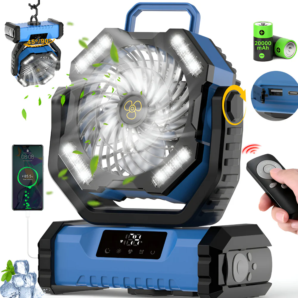 Portable Fan Rechargeable Oscillating Remote Control Camping - Image 15
