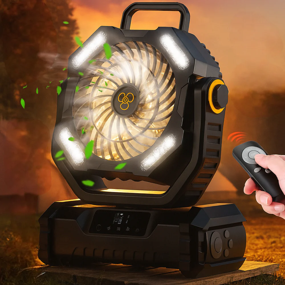 Portable Fan Rechargeable Oscillating Remote Control Camping - Image 4