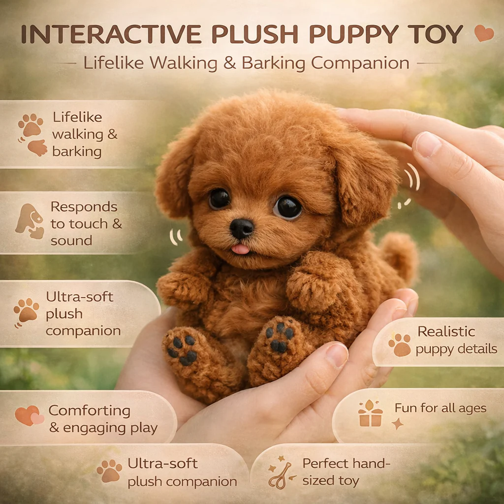Puppy Toy Interactive Plush Lifelike Companion Walking Barking - Image 4