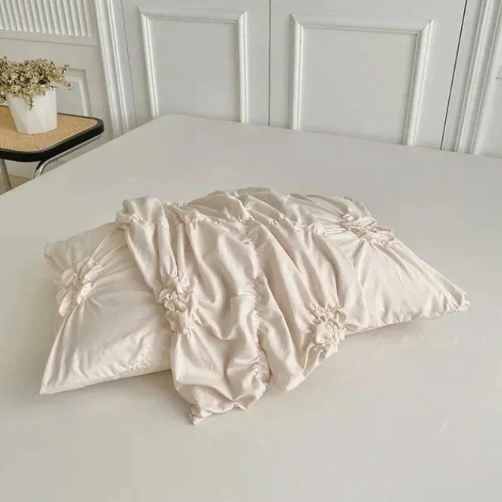 Quilt Cover Set Floral Pleated Bedroom Bedding - Image 6