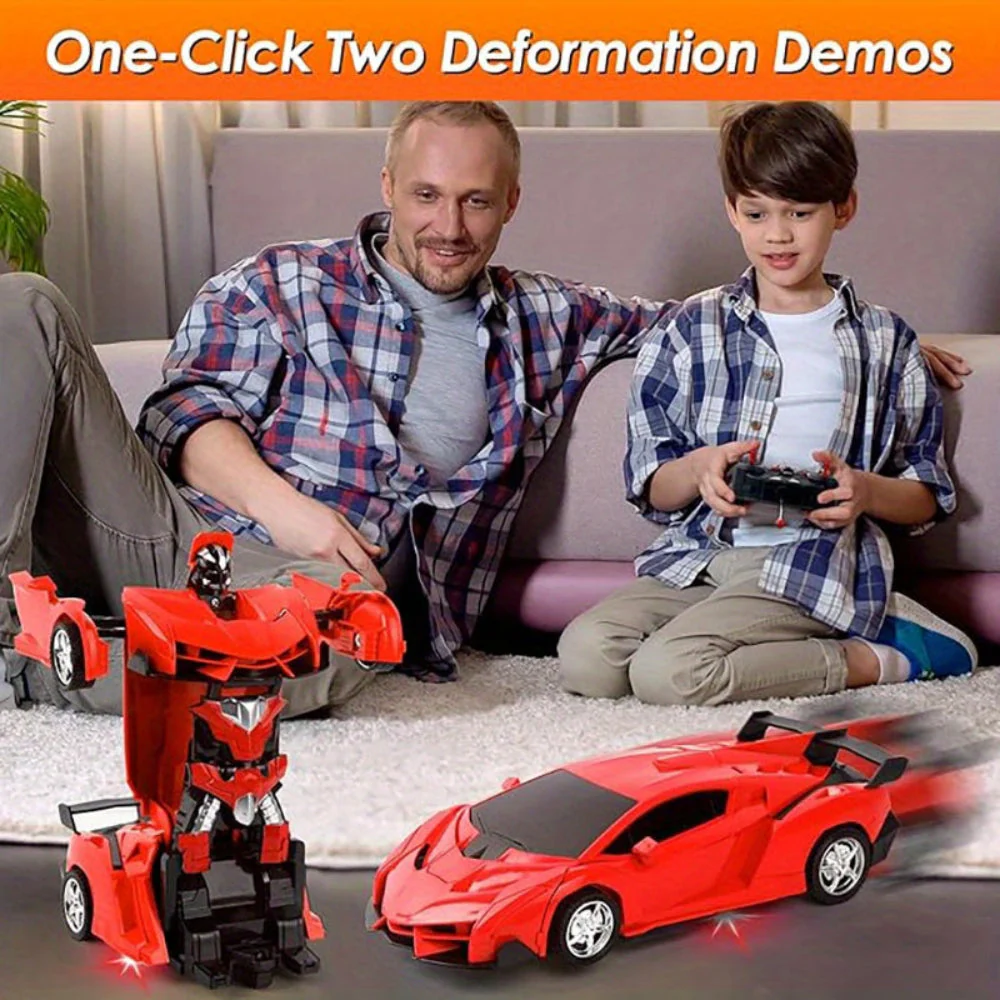 Remote Control Car Transforming Robot Toy LED Light Kids Playset - Image 9
