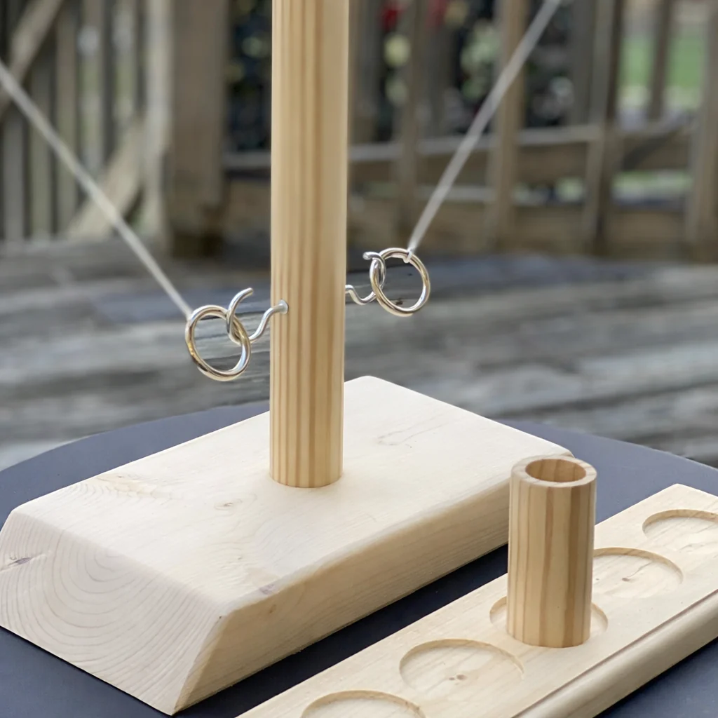Ring Toss Tabletop Game Wooden Hook and Ring Party Game - Image 3