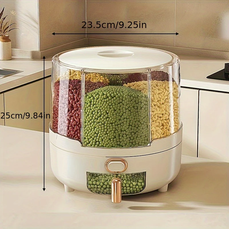 Rotating Airtight Food Storage Container | Large-Capacity Grain & Cereal Dispenser with 360° Design - Image 5