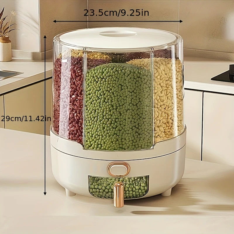 Rotating Airtight Food Storage Container | Large-Capacity Grain & Cereal Dispenser with 360° Design - Image 6