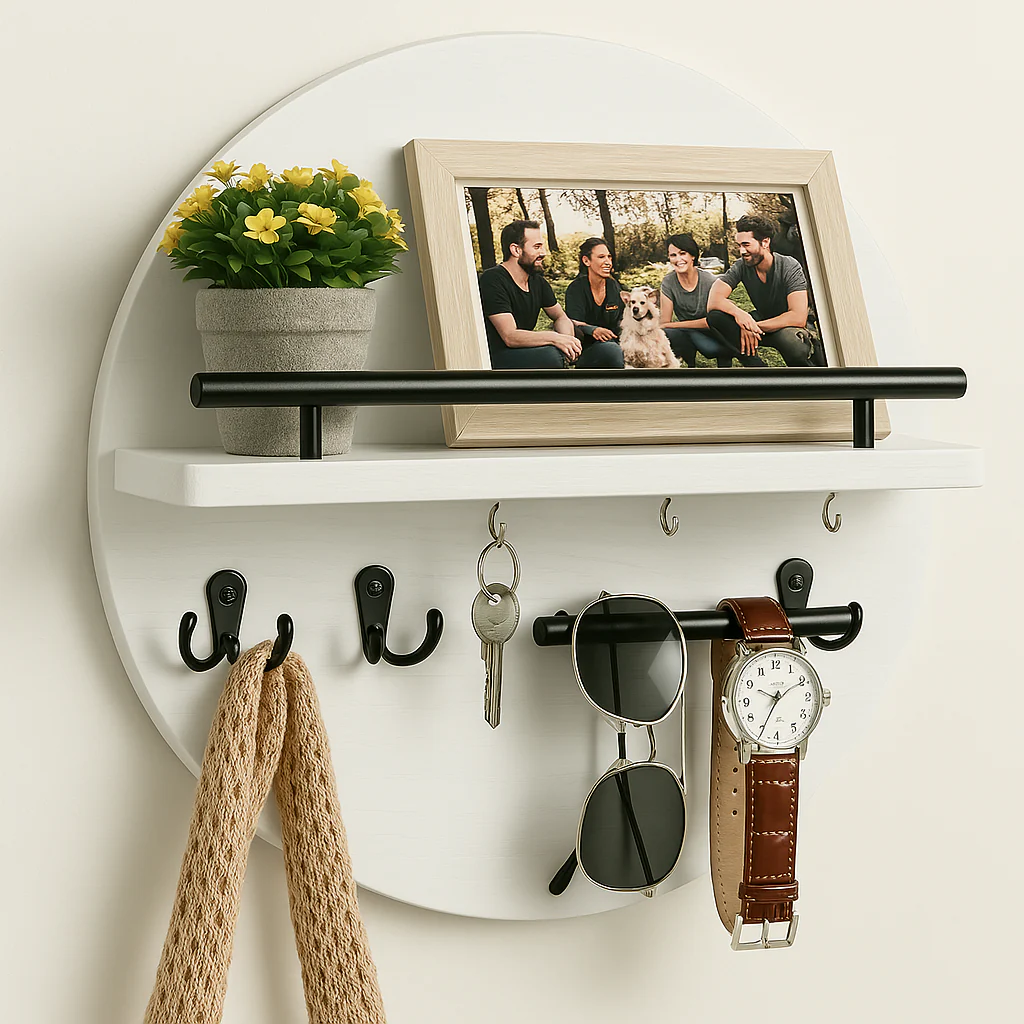 Round Wooden Key Holder | Stylish & Eco-Friendly Wall Organiser - Image 11