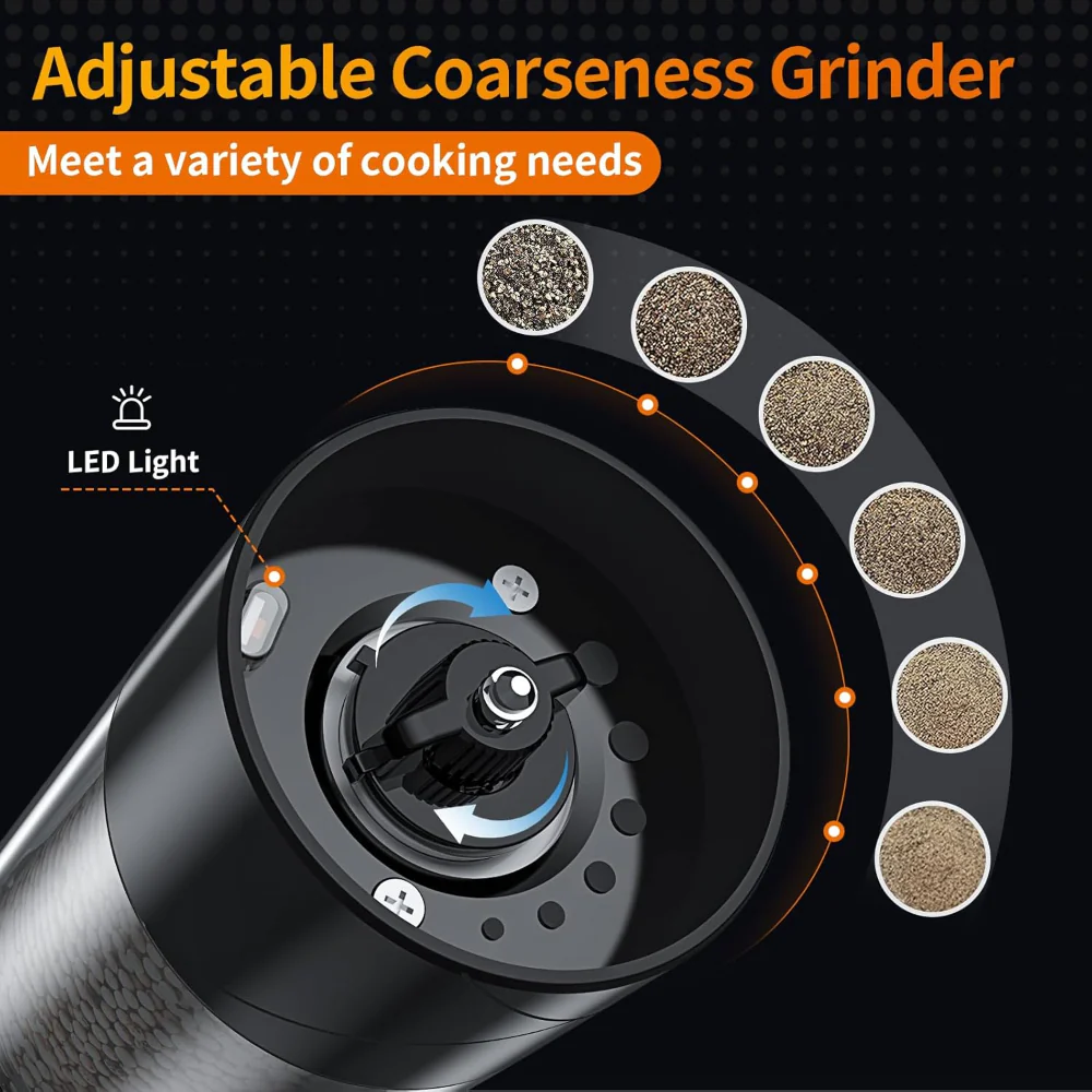 Salt Pepper Grinder Electric Rechargeable LED Light - Image 7