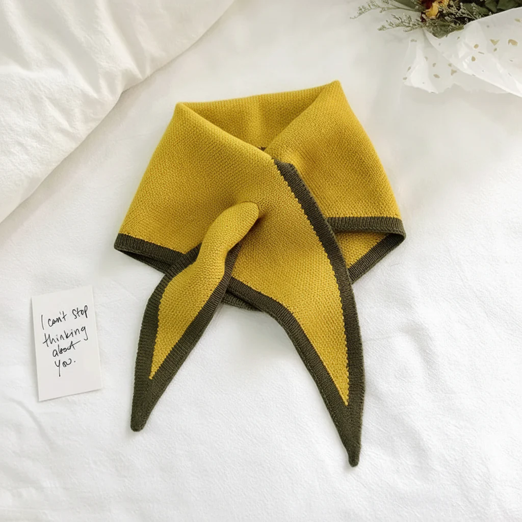 Scarf Retro Contrast Border Lightweight Soft Neck Wrap - Image 7