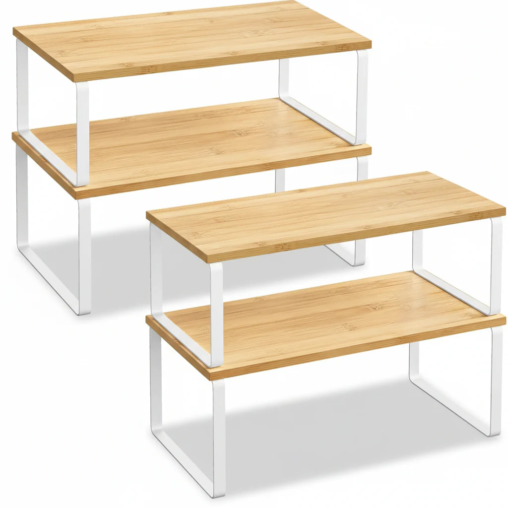 Shelf Organizer Stackable Metal Kitchen Cabinet Storage Racks - Image 2