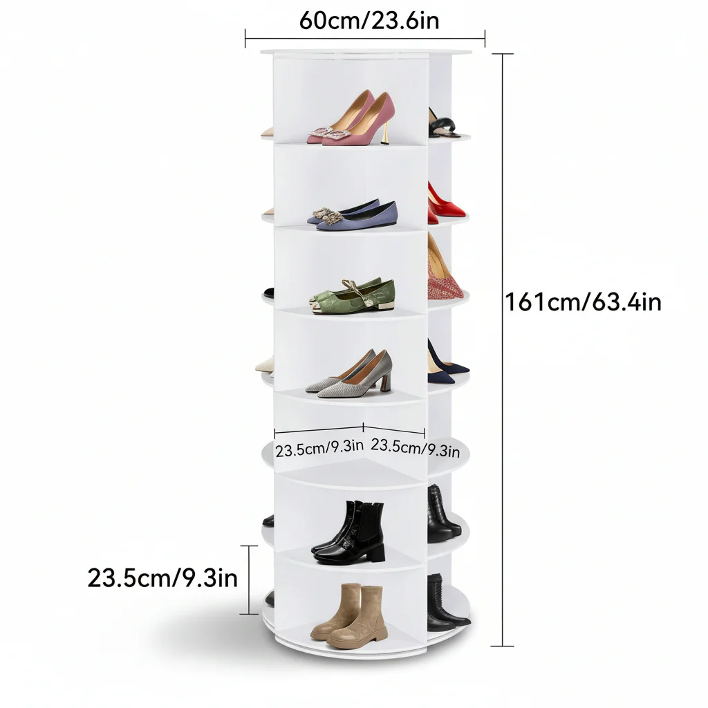 Shoe Rack Rotating Vertical Plastic Space Saving Organizer - Image 6