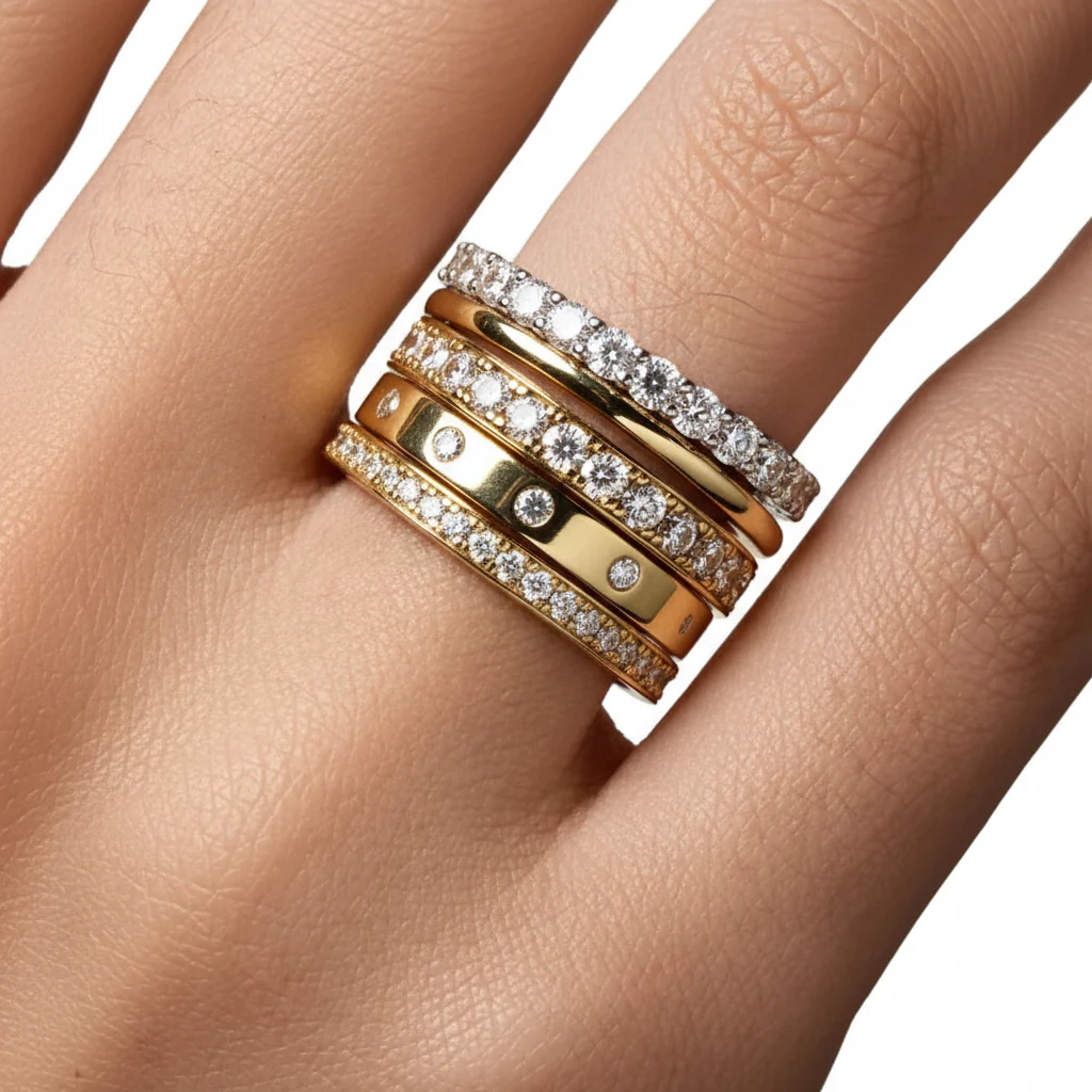 Silver Ring Sterling Band Bead Bright Setting Everyday Wear - Image 4