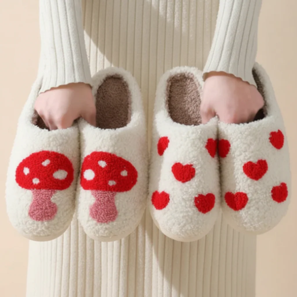 Slippers Womens Cozy Heart Print Memory Foam House Shoes - Image 6