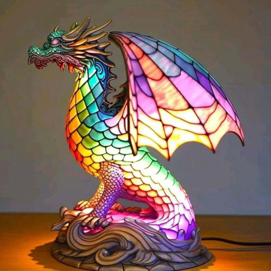 Table Lamp Animal Stained Glass Effect Accent Light - Image 10