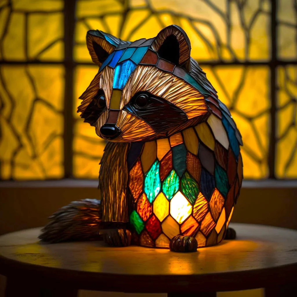 Table Lamp Animal Stained Glass Effect Accent Light - Image 11