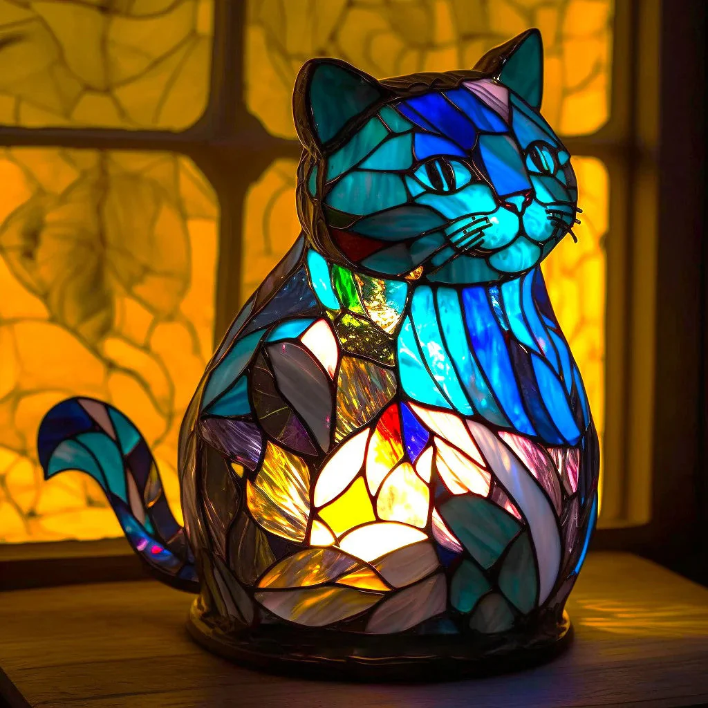 Table Lamp Animal Stained Glass Effect Accent Light - Image 13