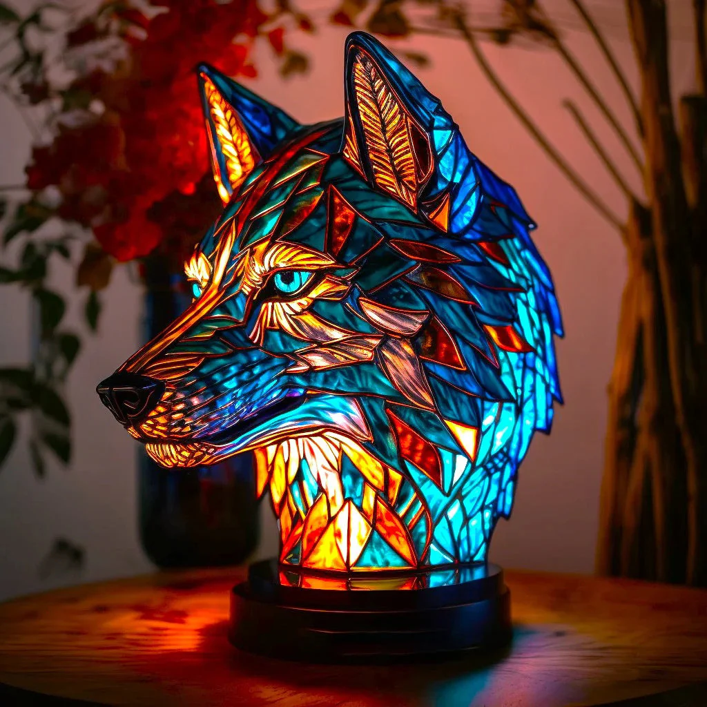 Table Lamp Animal Stained Glass Effect Accent Light - Image 14