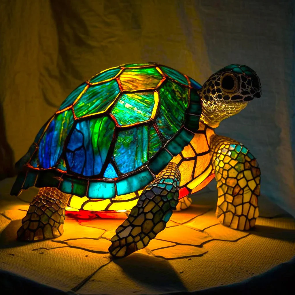 Table Lamp Animal Stained Glass Effect Accent Light - Image 17