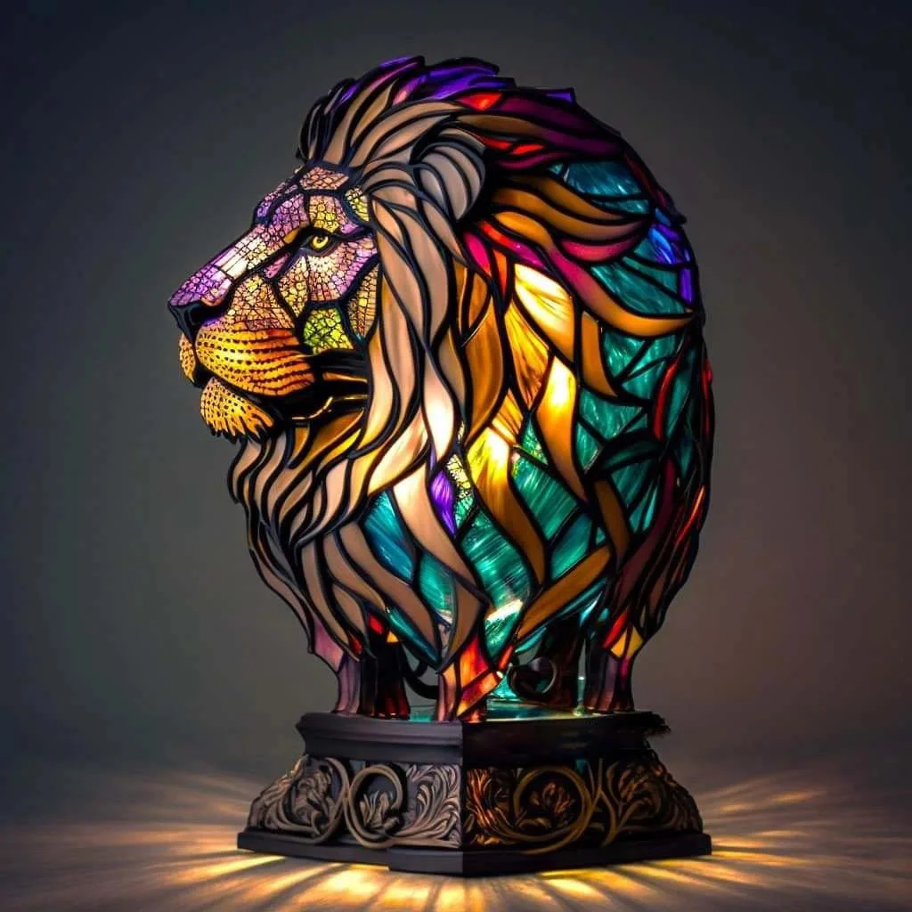Table Lamp Animal Stained Glass Effect Accent Light - Image 18