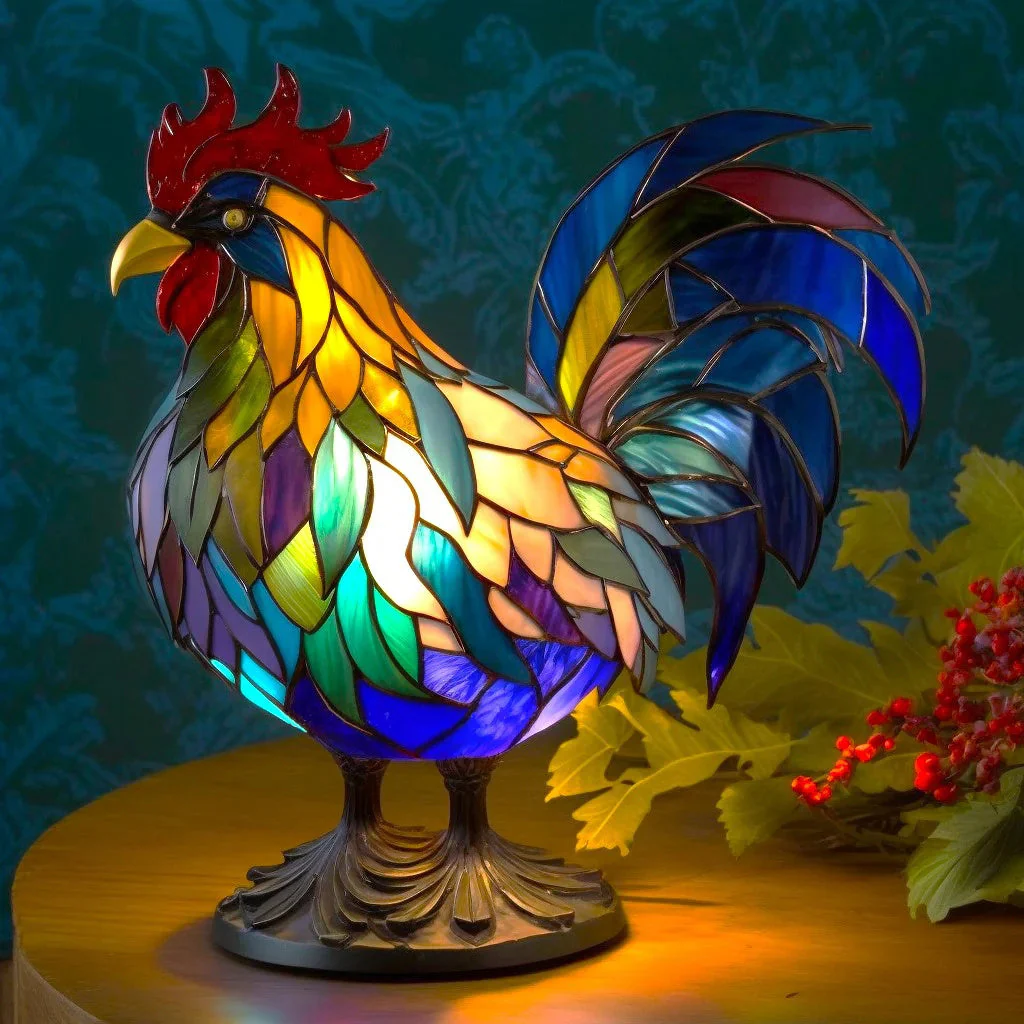 Table Lamp Animal Stained Glass Effect Decorative Light - Image 10