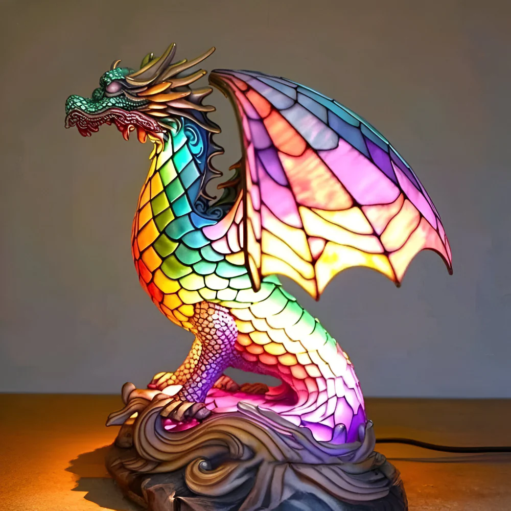 Table Lamp Animal Stained Glass Effect Decorative Light - Image 5
