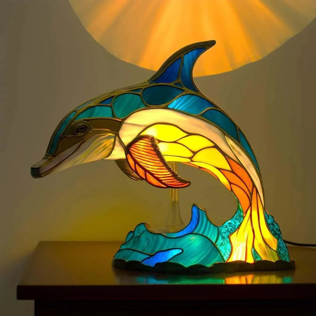 Table Lamp Animal Stained Glass Effect Decorative Light - Image 7