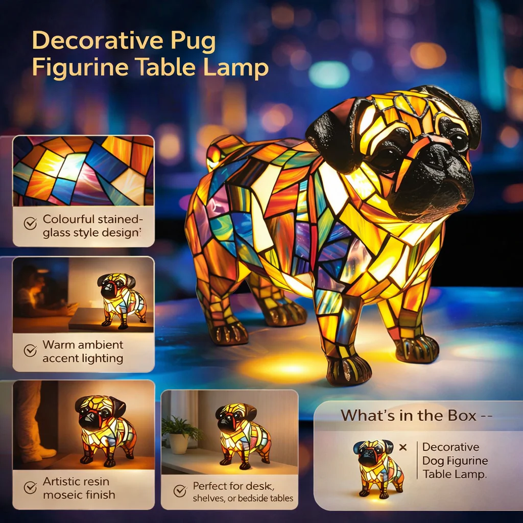 Table Lamp Decorative Resin Dog Figurine Accent Light - Image 4