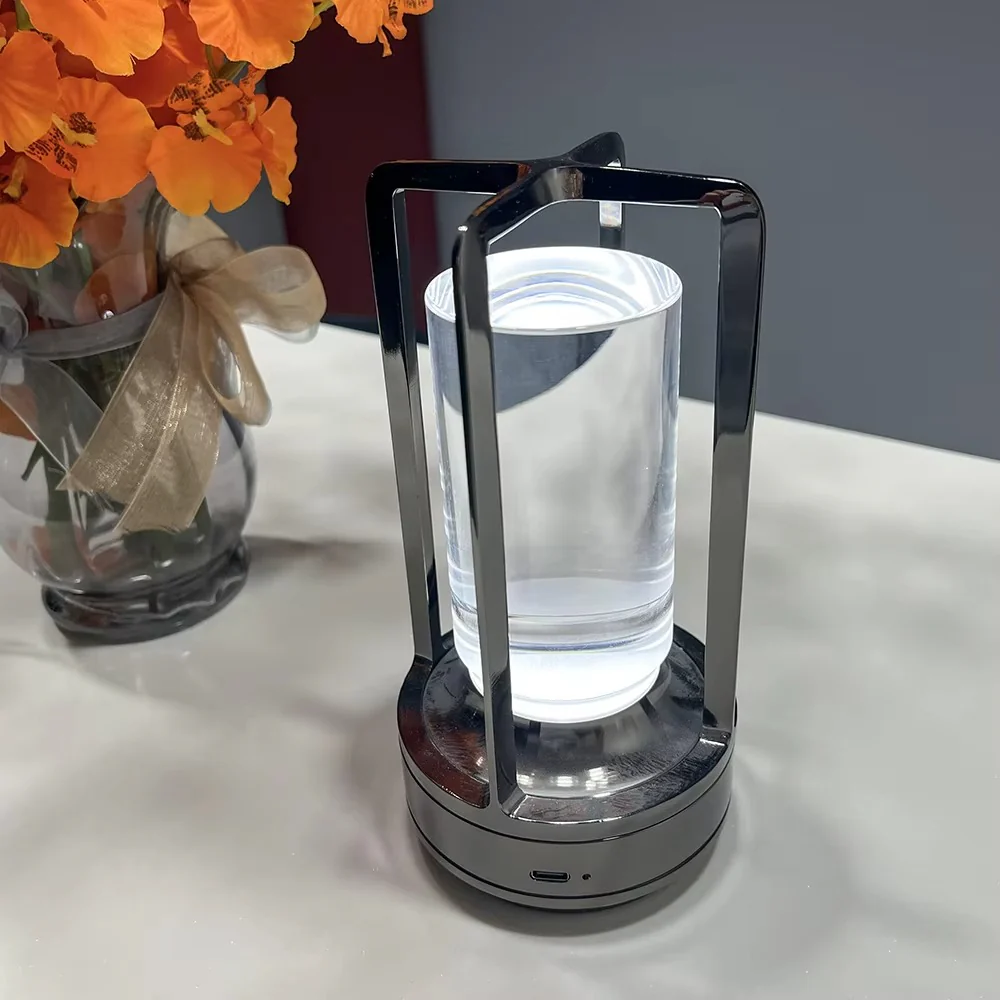 Table Lamp Modern Metal Cylinder LED Light Decor Accent - Image 2