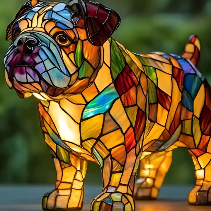 Table Lamp Stained Glass Dog Style Animal Decor Light - Image 14