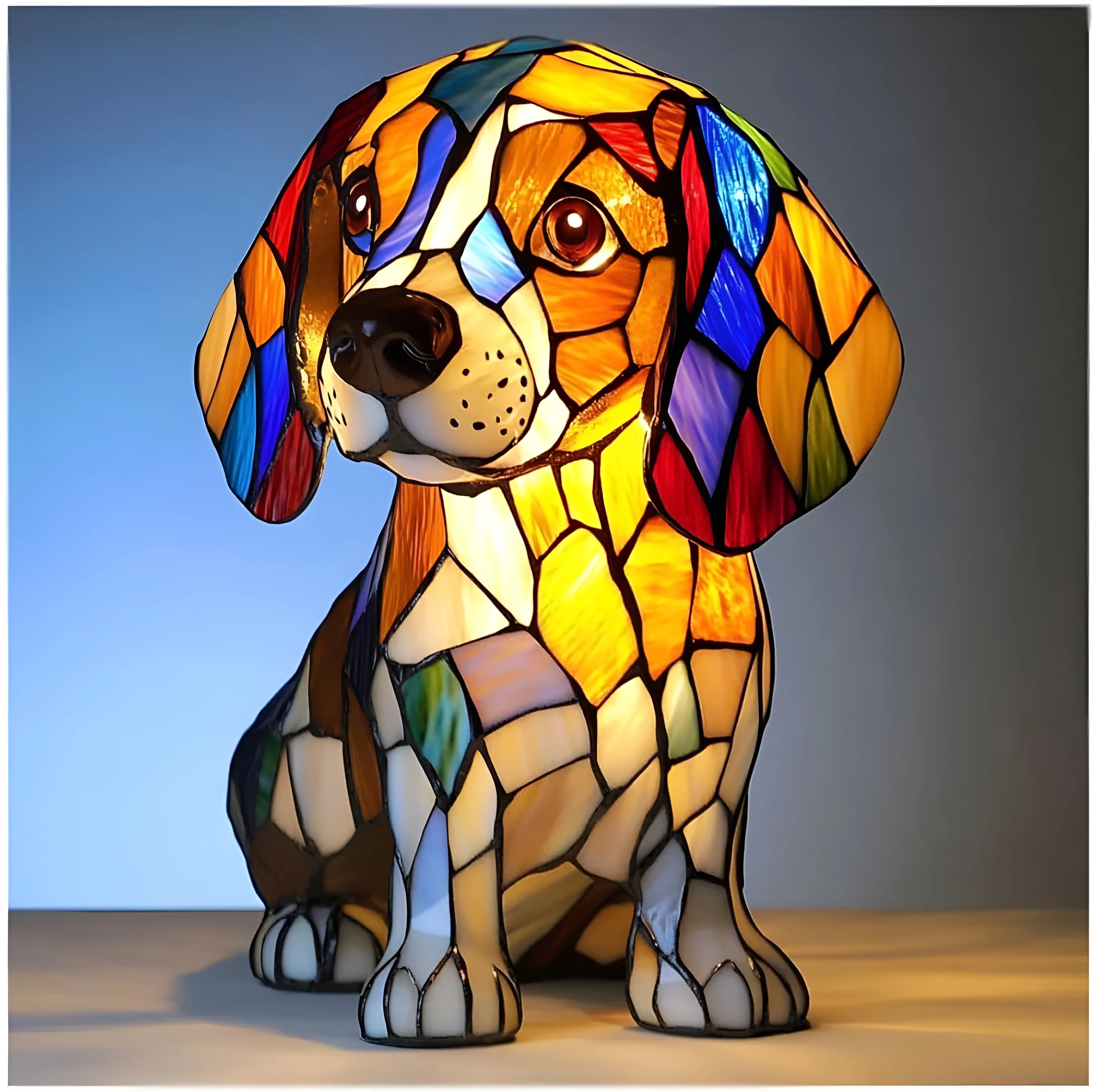 Table Lamp Stained Glass Dog Style Animal Decor Light - Image 16