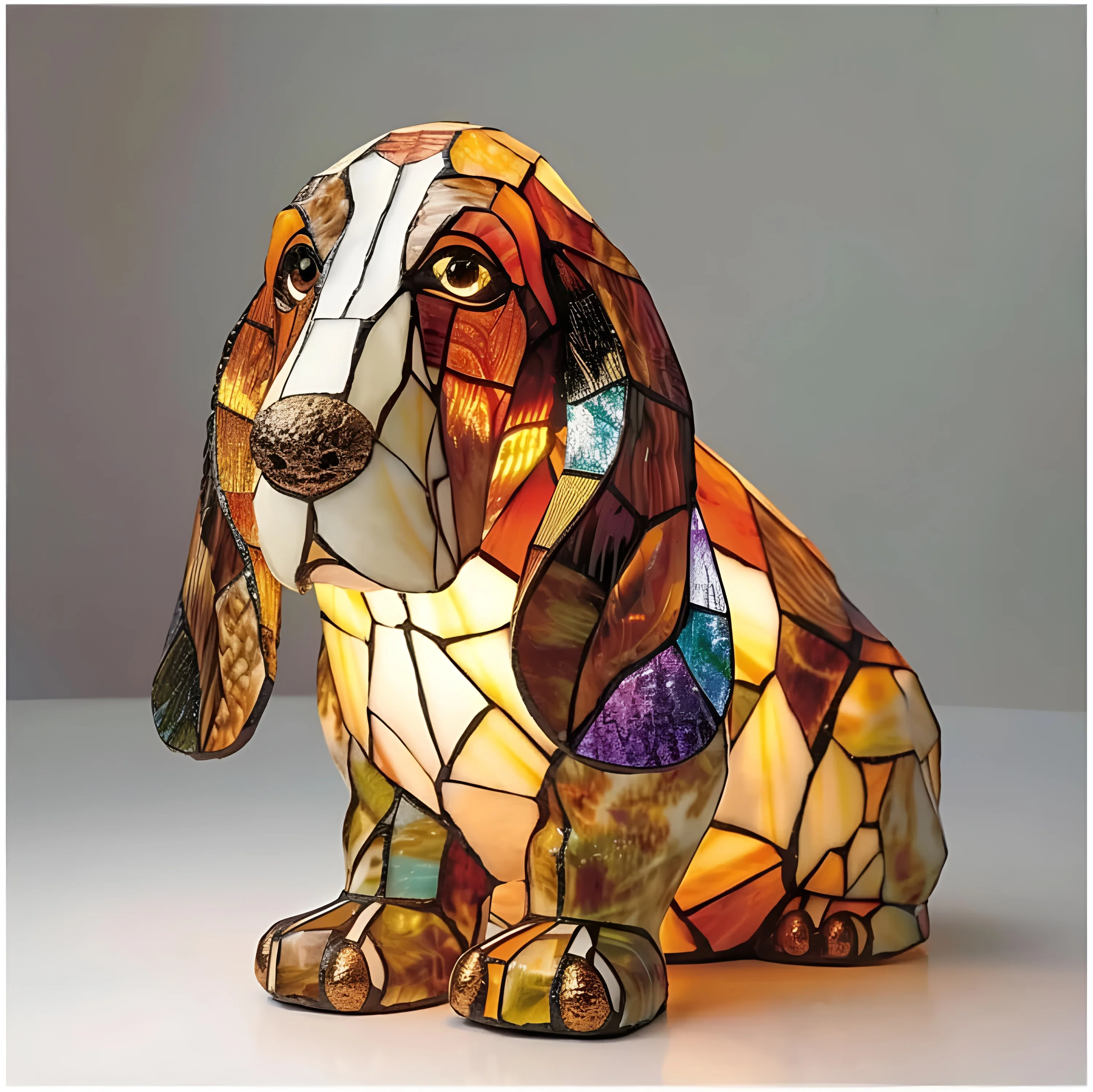 Table Lamp Stained Glass Dog Style Animal Decor Light - Image 17