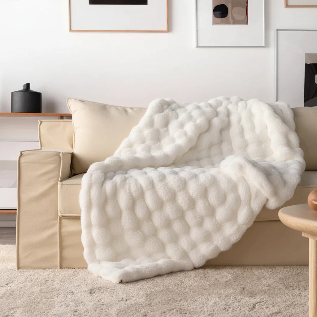 Throw Blanket Faux Fur Plush Soft Cozy Sofa Bed Cover - Image 14