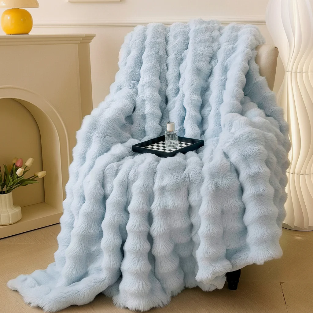 Throw Blanket Faux Fur Plush Soft Cozy Sofa Bed Cover - Image 15