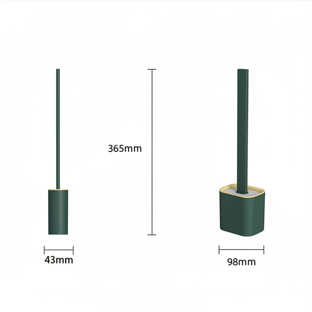 Toilet Brush Silicone Flexible Hygienic Wall Mount Holder - Image 5